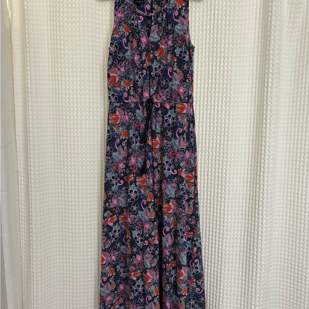 Talbots Pink and Purple Floral Jumpsuit with Flowing Silhouette